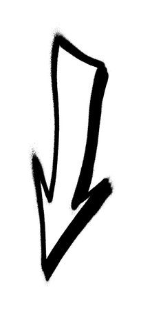 Graffiti arrow with overspray in black over white.のイラスト素材
