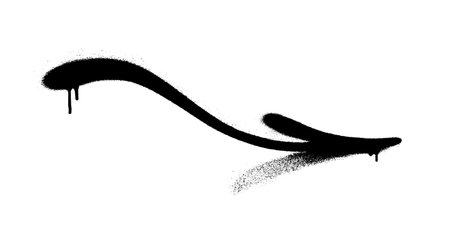 Graffiti arrow with overspray in black over white.のイラスト素材