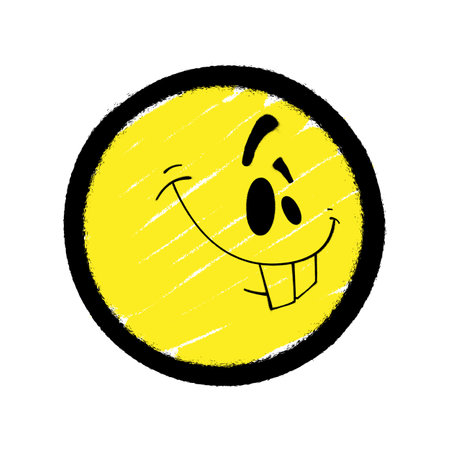 Graffiti emoticon. Smiling face painted spray paint. Vector illustrationのイラスト素材