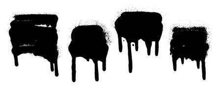 Set of graffiti spray banner. Vector spray paint shapes with smudgesのイラスト素材