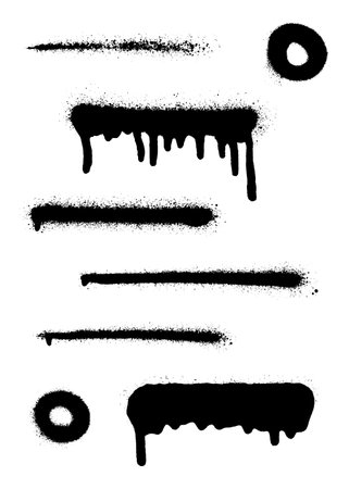 Set of graffiti spray banner. Vector spray paint shapes with smudgesのイラスト素材