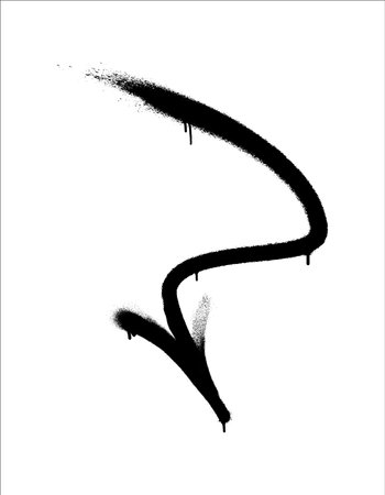 Graffiti arrow with overspray in black over white.のイラスト素材