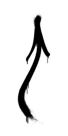 Graffiti arrow with overspray in black over white.のイラスト素材