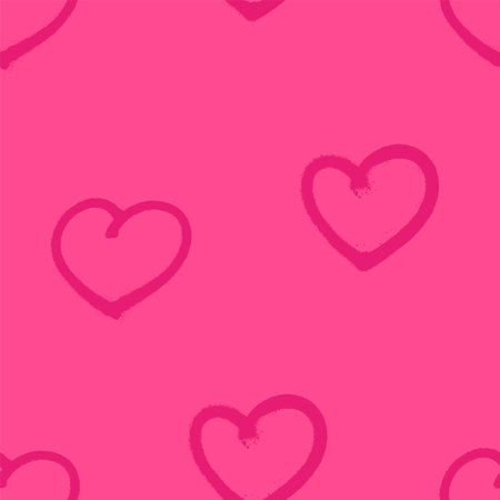 Seamless pattern of sprayed heart symbol. Vector illustration with overspray in black over white