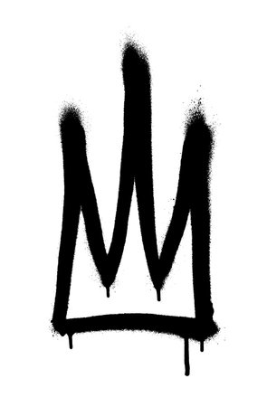 Sprayed crown with overspray in black over white. Vector illustration.のイラスト素材