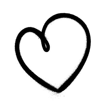 Sprayed graffiti heart in black on white. Vector illustrationのイラスト素材