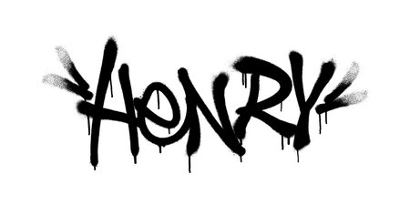 Sprayed Henry name with overspray in black over white. Vector illustration.のイラスト素材