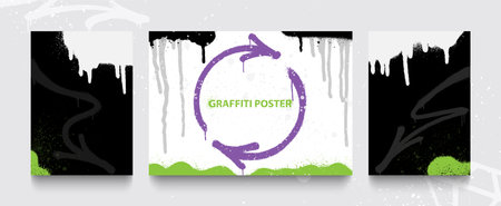 Set of graffiti posters. Vector illustrations for your creativity.のイラスト素材