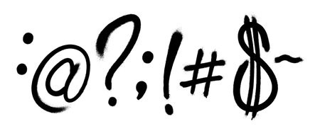 Graffiti spray font alphabet. Signs. Part 9. Vector illustrationのイラスト素材
