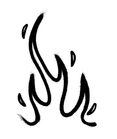 Abstract black flame graffiti design with curved strokes on white background.のイラスト素材