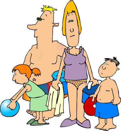 Family at the beachの写真素材