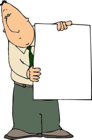 Man with a blank posterの写真素材