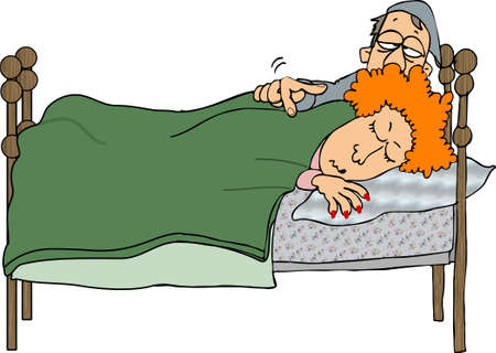 Man waking up his wifeの写真素材