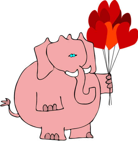 Valentines elephantのイラスト素材