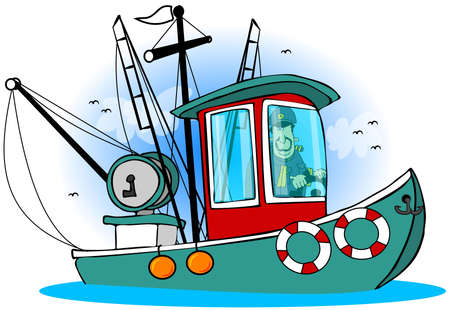 Captain On His Boatの写真素材