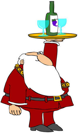 Santa With A Wine Trayの写真素材