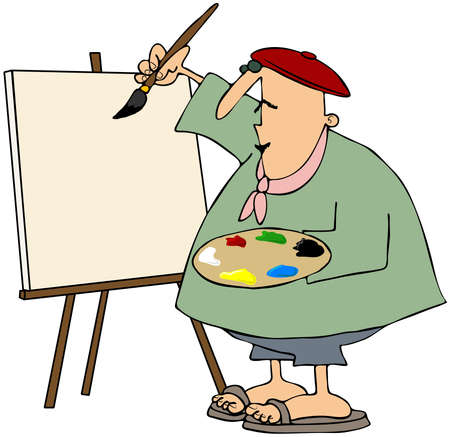 Artist Painting On A Blank Canvasの写真素材