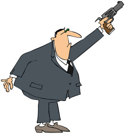 Man firing a pistol in the airの写真素材