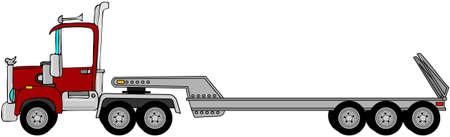 Truck & lowboy trailerの写真素材