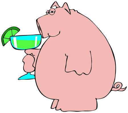 Pig drinking a Margaritaの写真素材