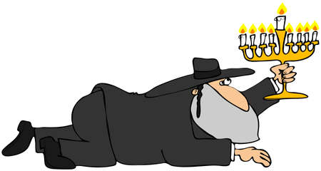 Crawling Rabbi with a Menorahの写真素材