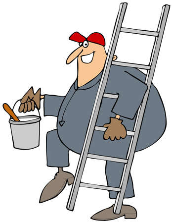 Painter carrying a ladderの写真素材