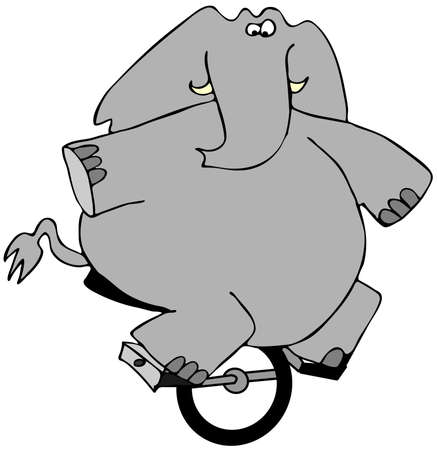 Elephant riding a unicycleの写真素材