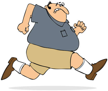 Fat man sprintingの写真素材