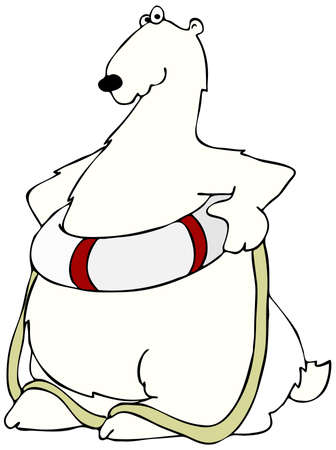 Polar bear with a life preserverの写真素材