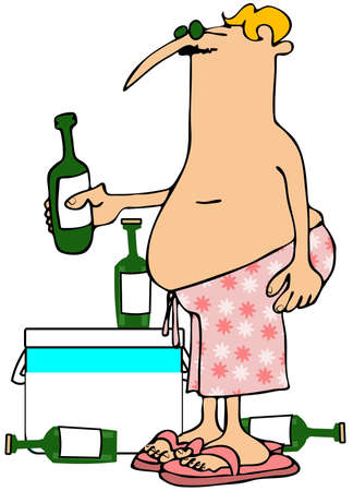 Man with a beer coolerの写真素材
