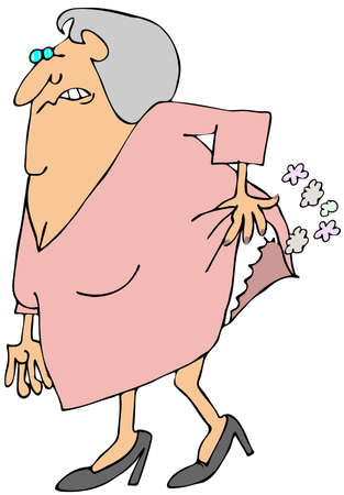 Old woman passing gasの写真素材