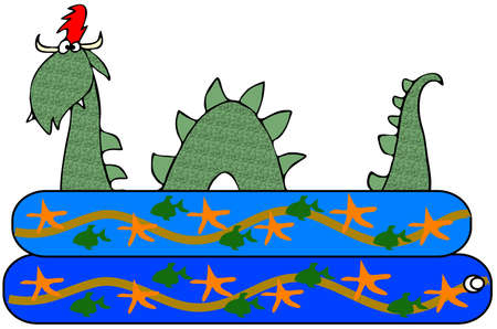 Sea serpent in a kiddie poolの写真素材