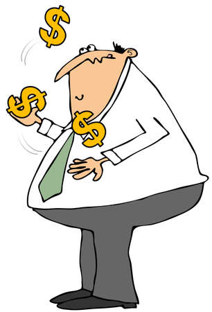 Businessman juggling dollar signsの写真素材