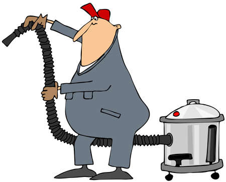 Worker using a shop vacuumの写真素材