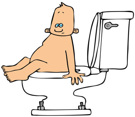 Baby on the toiletの写真素材