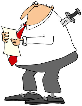 Businessman with knife in backの写真素材