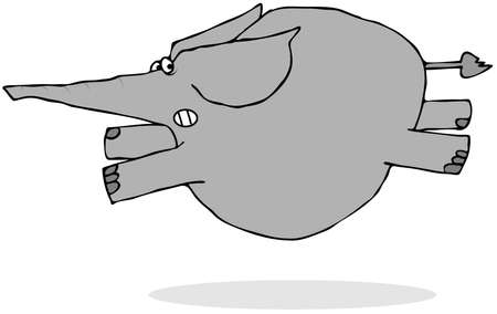 Elephant running scaredの写真素材