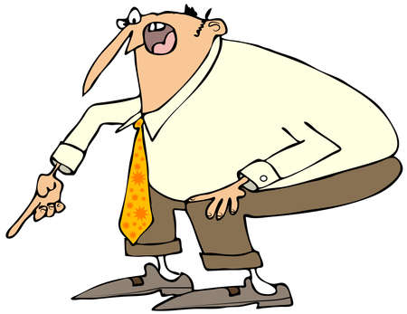Angry businessman pointing downの写真素材