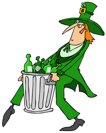 Leprechaun taking out the garbageの写真素材