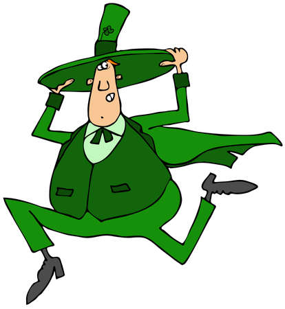 Scared leprechaun runningの写真素材