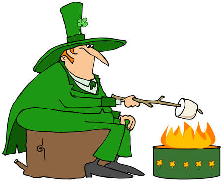 Leprechaun roasting a marshmallowの写真素材