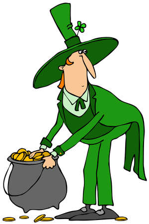 Leprechaun with a pot of goldの写真素材