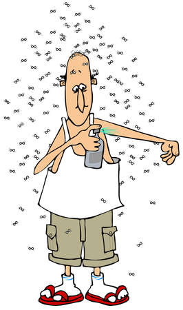 Man using bug sprayの写真素材