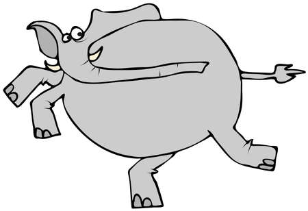 Frightened elephant runningの写真素材
