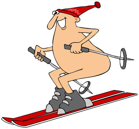 Man skiing in the buffの写真素材