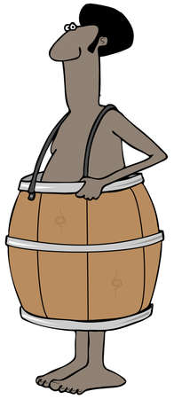 Poor man wearing a barrelの写真素材