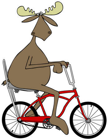 Moose riding a bicycleの写真素材