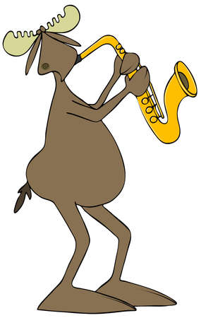 Moose playing saxophoneの写真素材