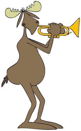 Moose playing a trumpetの写真素材