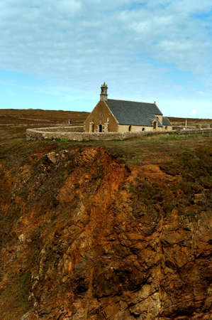 Church at the top of a rocky hillの写真素材
